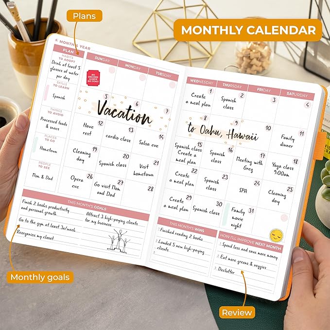 Clever Fox Daily Planner 2nd Edition – Undated Time Block Task Organizer with Hourly Schedule & to-do List – A5, 6 Months (Amber Yellow)