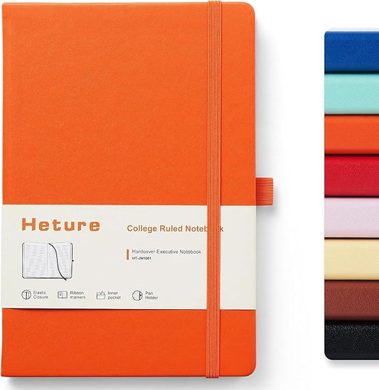 Hardcover Notebooks, A5 Lined Journals Notebook for Writing 160 Pages, 8.2 x 5.5 inch, Classic Ruled Notebooks for College/Work/Travel (Orange, 1 Pack)