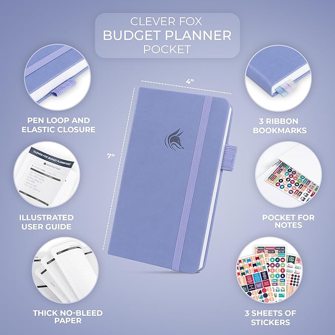 Clever Fox Budget Planner Pocket – Mini Expense Tracker Notebook. Monthly Budgeting Organizer, Finance Logbook & Accounts Book, Small (Lavender)