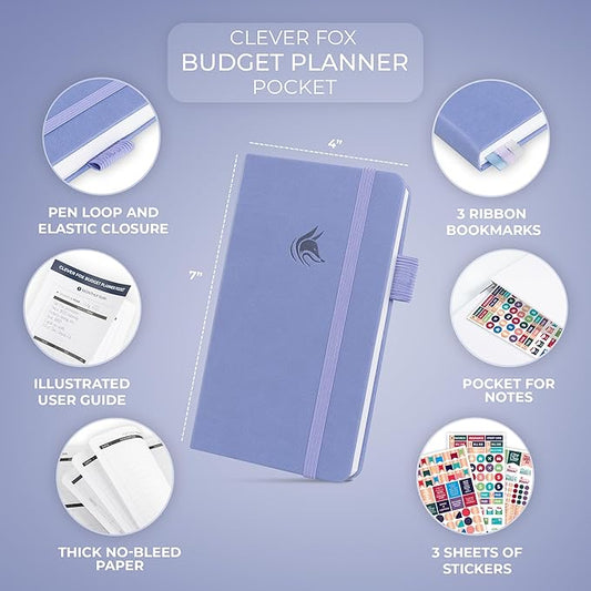 Clever Fox Budget Planner Pocket – Mini Expense Tracker Notebook. Monthly Budgeting Organizer, Finance Logbook & Accounts Book, Small (Lavender)