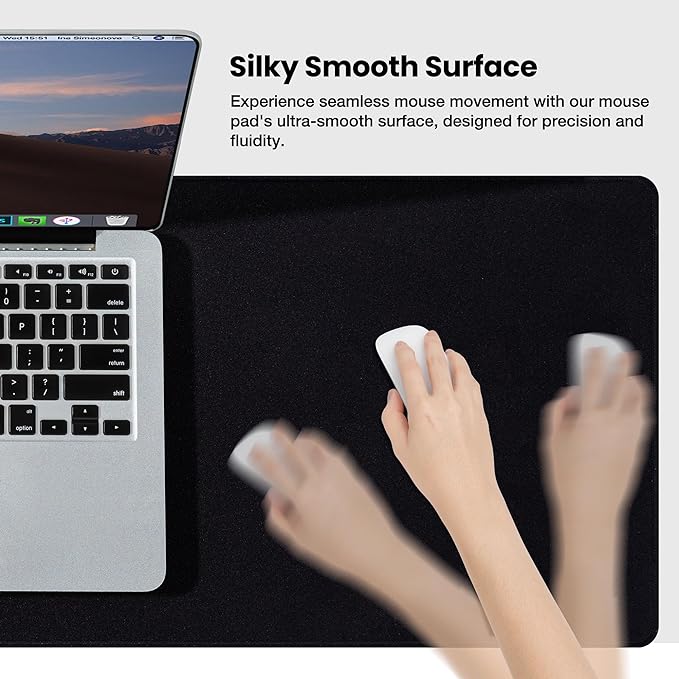 ALOANES Large Gaming Mouse Pad with Non-Slip Rubber Base,Stitched Edge,Desk mat for Laptop,Computer & PC, Wristing Pad for Gamer,Office & Home, 35.4''x 11.8''x 0.12'', Black