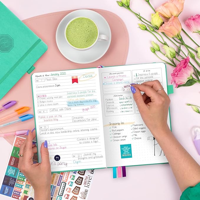 GoGirl Planner and Organizer for Women – A5 Size Weekly Planner, Goals Journal & Agenda to Improve Time Management, Productivity & Live Happier. Undated – Start Anytime, Lasts 1 Year – Emerald