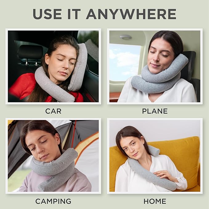 Dot&Dot Twist Memory Foam Travel Pillow for Neck, Chin, Lumbar and Leg Support - Neck Pillows for Sleeping Travel Airplane - Adjustable, Bendable Roll Pillow