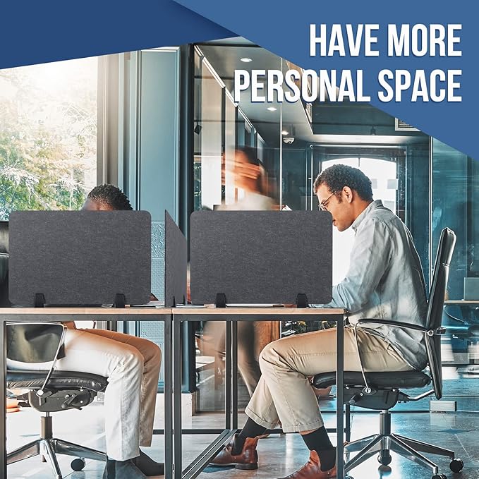 Yaomiao 3 Pcs Acoustic Desk Divider Soundproof Desk Privacy Panel Freestanding Desk Partitions Sound Absorbing for Students Office Reduce Noise Visual Distractions (Dark Gray,60 x 16", 24 x 16")