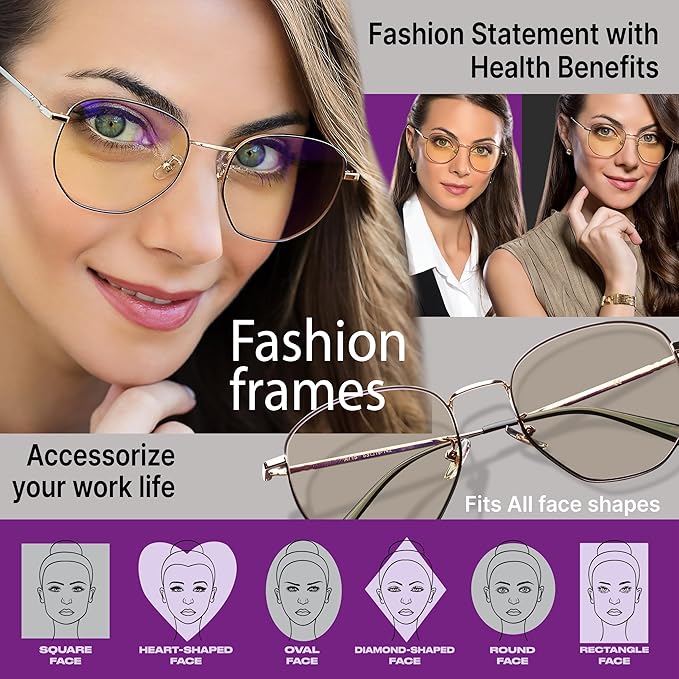 Prospek Blue Light Blocking Glasses for Women Oversized I Lightweight Titanium Frame for Computer with Anti-glare to Reduce Eyestrain I AURA