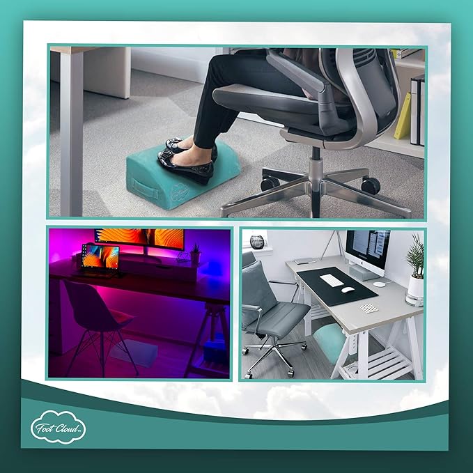 Cloud Ergonomic Foam Foot Rest. The Amazing Ergonomic Foam Desk, Office and Under Desk Foot Rest - Like Your Feet are Floating on a Cloud