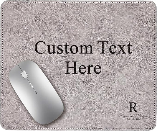 Personalized Leather Custom Mouse Pad with Wrist Rest,Customized Mouse Pads for Desk,Perfect Gift for Weddings, Anniversaries, Birthdays,and Special Occasions (B (Silver-Rectangle))