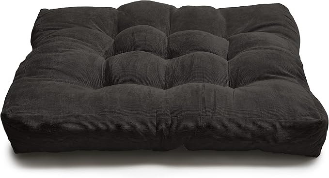 LANITI 24” Inch Extra Large Floor Cushions Tufted Floor Pillow for Adults Square Meditation Ultimate Comfort Oversized Pillows for Floor Cushion (Black)