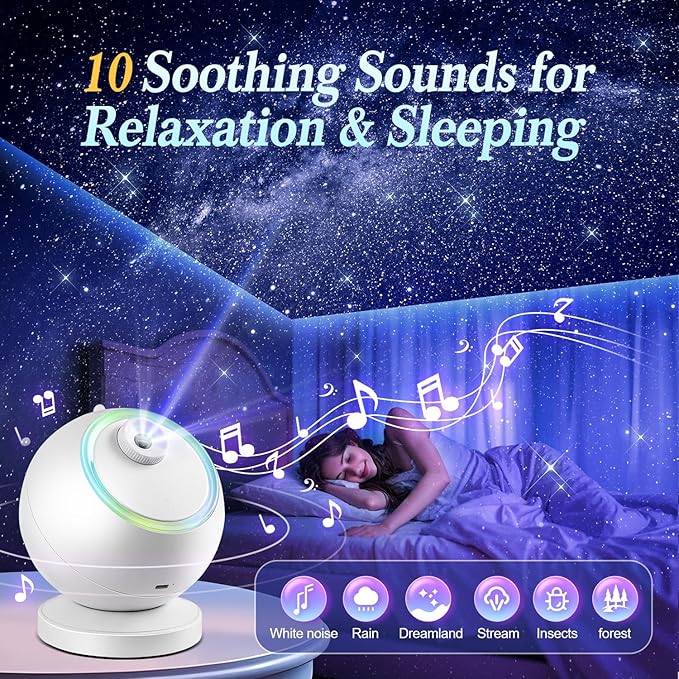 Planetarium Projector, HD Film Galaxy Projector for Bedroom, Rechargeable Star Galaxy Light with 15Music&Bluetooth, with Timer,Ceiling Decor Moon Lamp for Kids Room Decor
