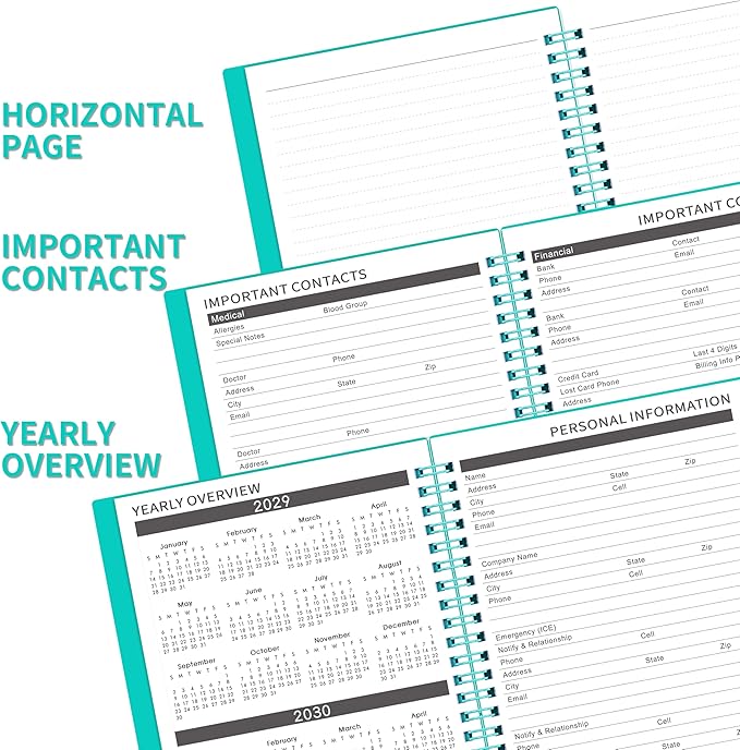 2025-2030 Monthly Planner/Calendar - Jul 2025 - Jun 2030, 5 Year Planner with Tabs, 6.4" x 8.5", 60 Monthly Calendar, Two-Side Pocket, 9 Notes Pages, Suitable for Long-Term Planning - Green