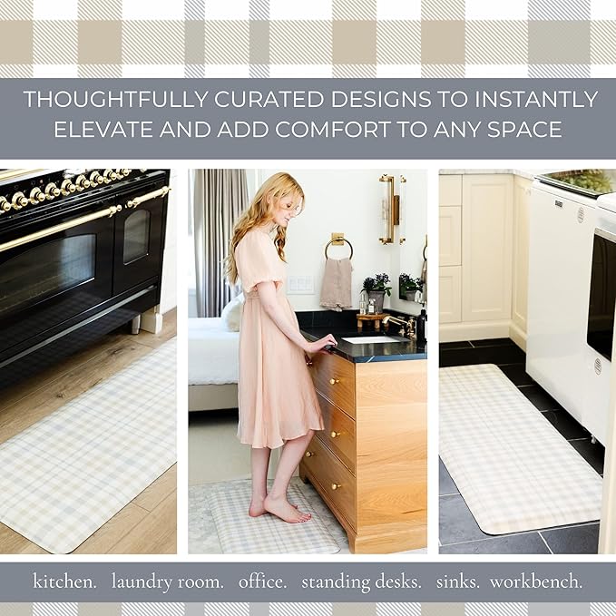 Anti Fatigue Mat by Laurel Lane Co. – Designer Anti Fatigue Mats for Kitchen Floor, Kitchen Mats for Floor, Desk Mat – Cushioned 0.75" Thick – Stain Resistant – Non-Skid Bottom – 20" x 60"
