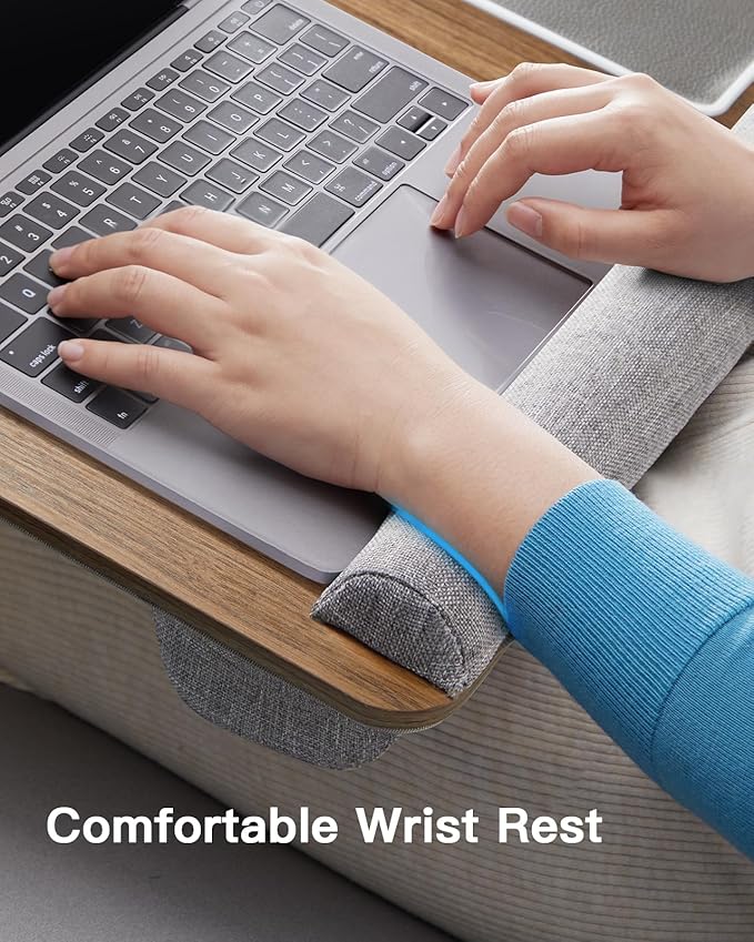 HUANUO Lap Desk - Fits up to 17 inches Laptop Desk, Built in Mouse Pad & Wrist Pad for Notebook, MacBook, Tablet, Laptop Stand with Tablet, Pen & Phone Holder - HNLD6