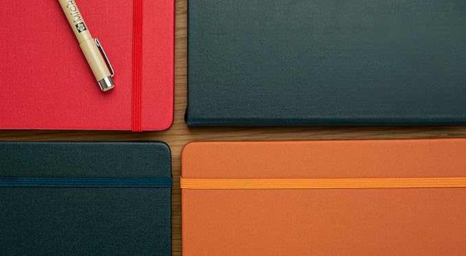 Hardcover Dotted Journal with Thick 100 gsm Paper A5 size (8.3 inches x 5.4 inches) - Daily Writing Notebook for Travel, School and Office Use - Diary Journal for Women and Men - Black