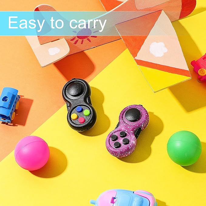 Skylety 2 Pcs Fidget Toys for Adults Fidget Pad Christmas Basket Stuffers Stress Relief Cube Clicker Controller Sensory Educational Toy for ADHD Autism Spinner(Starry Purple and Black Style)