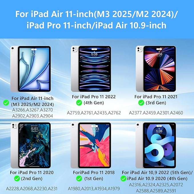 Keyboard Case for iPad Air 11-inch (M3 2025 / M2 2024) & iPad Pro 11 inch(1st/2nd/3rd/4th Generation),Magic-Style Magnetic Keyboard Case,Backlit - Multi-Touch Trackpad Keyboards