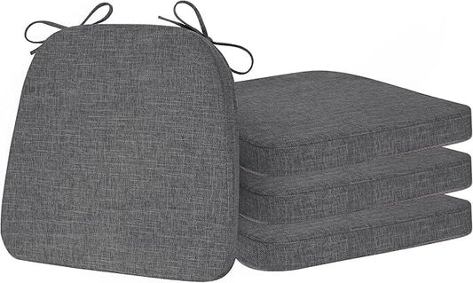 ELFJOY Chair Cushions for Dining Chairs Non Slip Chair Pads Set of 4 Seat Cushions with Ties Indoor 16.7" x 16" Darkgrey