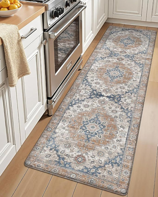 LUMI Kitchen Mat Anti Fatigue Cushioned, Memory Foam Padded Standing Rug Waterproof, Non Slip Comfort Floor Runner for Home, Sink, Laundry, Office, 17"x59", Terracotta