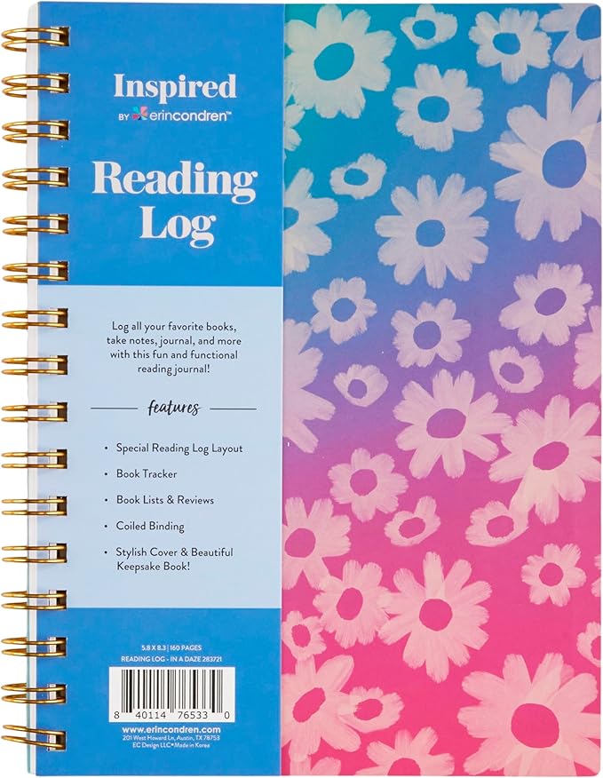 Erin Condren Inspired Collection A5 Reading Log - In a Daze Cover