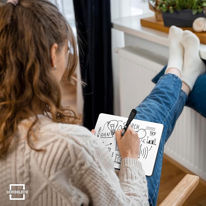 Scribbledo Small White Board Dry Erase Mini Whiteboard 6x9 Inch Small Dry Erase Board Marker Board Dry Erase Lapboards Handheld Personal White Boards for Students Whiteboard Office Kitchen