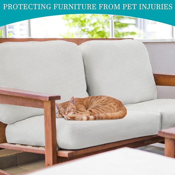 12Pcs Stretch Patio Cushion Covers,Outdoor Couch Covers Replacement,Outdoor Couch & Sofa Slipcovers,for Patio Furniture Cushion Covers,Washable Reusable Furniture Protector (Jade White,Cover Only)