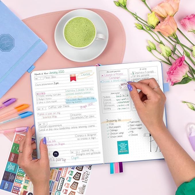 GoGirl Planner and Organizer for Women – A5 Size Weekly Planner, Goals Journal & Agenda to Improve Time Management, Productivity & Live Happier. Undated – Start Anytime, Lasts 1 Year – Light Blue