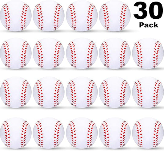 Blulu 30 Packs Baseball Stress Balls Party Favors Foam Mini Baseball Squeeze Balls for Kids, School Carnival Reward and Party Supplies