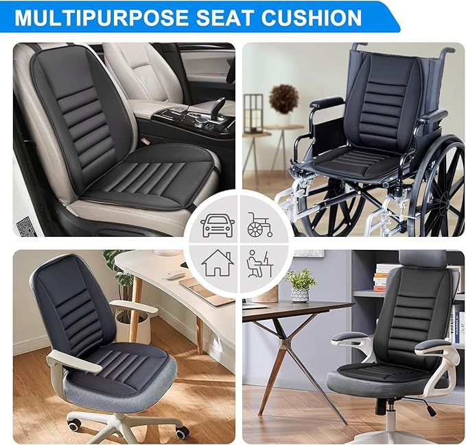 Car Seat Cushion with Back Support Pillow, 1.2'' Thick Enhanced Comfort Memory Foam Design for Pain Relief, Ideal for Drivers and Office Use - Ergonomic Lumbar Comfort for Long Sitting