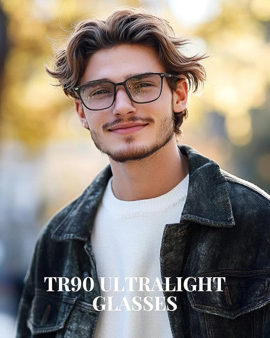 Cyxus Blue Light Blocking Glasses Men Women Computer Gaming Glasses Rectangle TR90 frame Anti Eyestrain UV400 Black