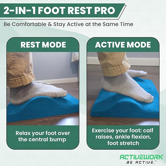 2-in-1 Portable Foot Rest Pro - Extra Large - Foot Rest & Foot Leg Exerciser - Improve Circulation & Relax Exercise Massage Foot Under Desk Work Office Chair, Gaming & Home (Brown)