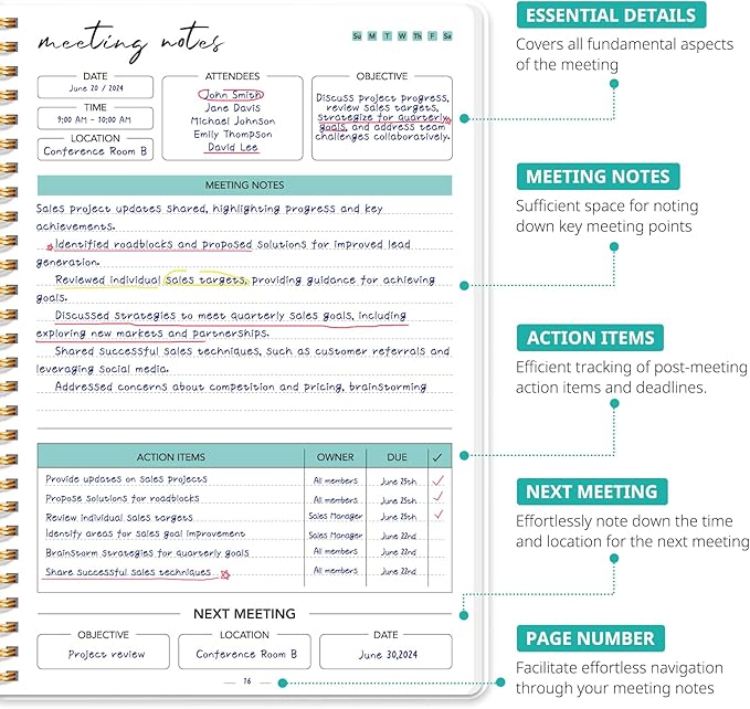 Meeting Notebook for Work Organization, Aesthetic Meeting Minutes Notebook for Work, Event Project Agenda Planner Organizer, Perfect for Office School Business Supplies, 6.9" X 9.7" - Butterfly