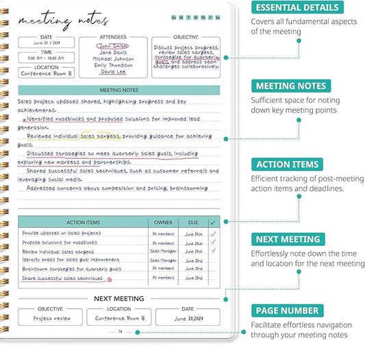 Meeting Notebook for Work Organization, Aesthetic Meeting Minutes Notebook for Work, Event Project Agenda Planner Organizer, Perfect for Office School Business Supplies, 6.9" X 9.7" - Butterfly