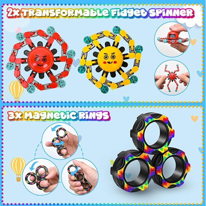 15Pack Fidget Toys Bulk for Adult Kid, Carnival Prizes Stress Anxiety Calm Down Sensory Autism ADHD Autistic Christmas Stocking Stuffer Gift Figette Classroom Treasure Box School Must Have Special Set