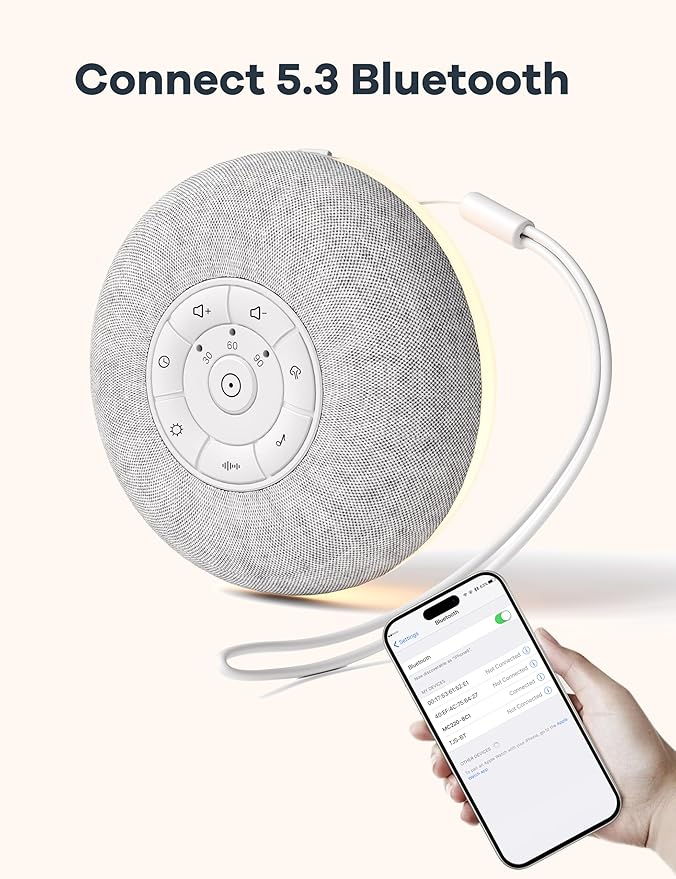 Portable Sound Machine Baby, Long Battery with Loud Bluetooth Speaker, 39 Special Soothing Sounds, White Noise Sound Machine for Sleeping