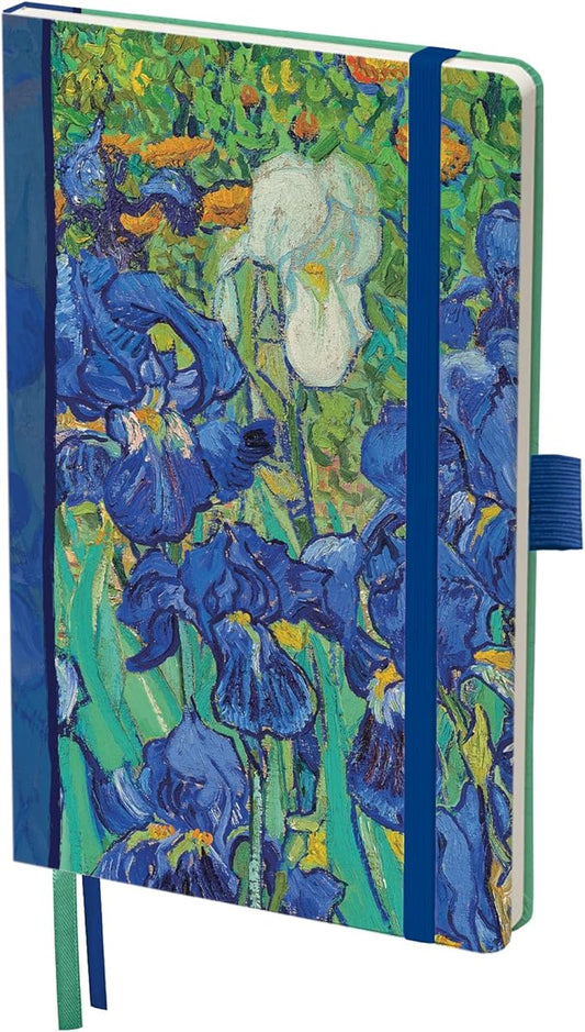 RainCaper Vegan Leather Journal Notebook, 160 Dot-Grid Pages, 5.7 inches x 8 inches, Journal - van Gogh Irises
