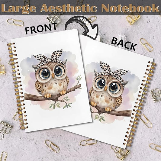 Owl Gifts Spiral Notebook 5.5x8.3, Owl Themed Gifts for Lovers Women Journal Notebooks for Note Taking, Cute Journal for Women