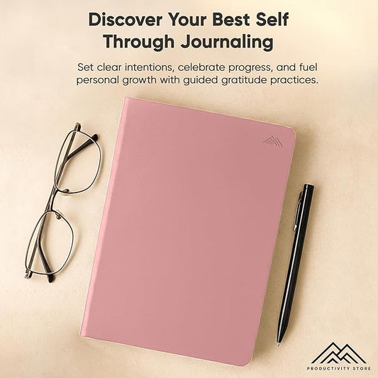 PRODUCTIVITY STORE Gratitude & Self-Care Journal - Guided Mindfulness & Mental Health Journal All-in-One with Prompts for Self Discovery - Daily Journal for Men & Women (A5, Pink)