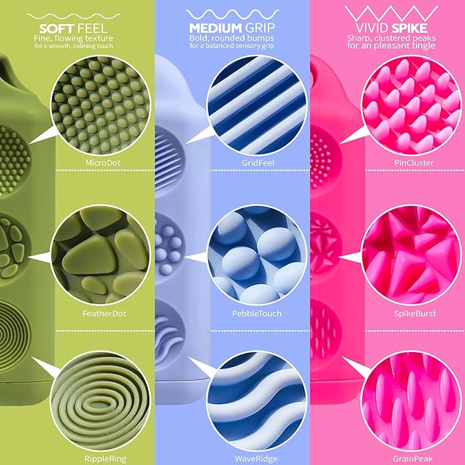 Fidget Toys Adults Sensory Bar – 9-Texture Portable Handheld Fidget Toy with Carabiner for Anxiety & ADHD Relief – Ideal for Kids, Teens & Sensory Seekers | Black