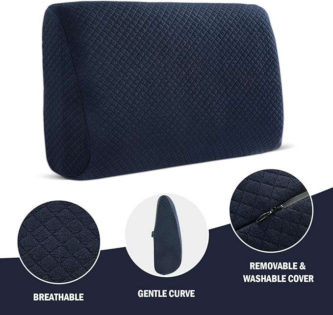 HOMBYS Lumbar Support Pillow for Recliner Chair, Memory Foam Back Support Cushion for Elderly,Extra Large Lumbar Support Pillow,Thick Backrest for Home Reading (Navy Blue, 20“x13.5"x5")