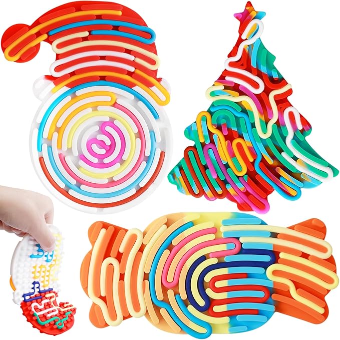 3Pcs Sensory Activity Board, Fidget Sensory Toys for Kids Adults, Duble Sided Design Kids Busy Board, Calm Down Fidget Toy for Stress Relief