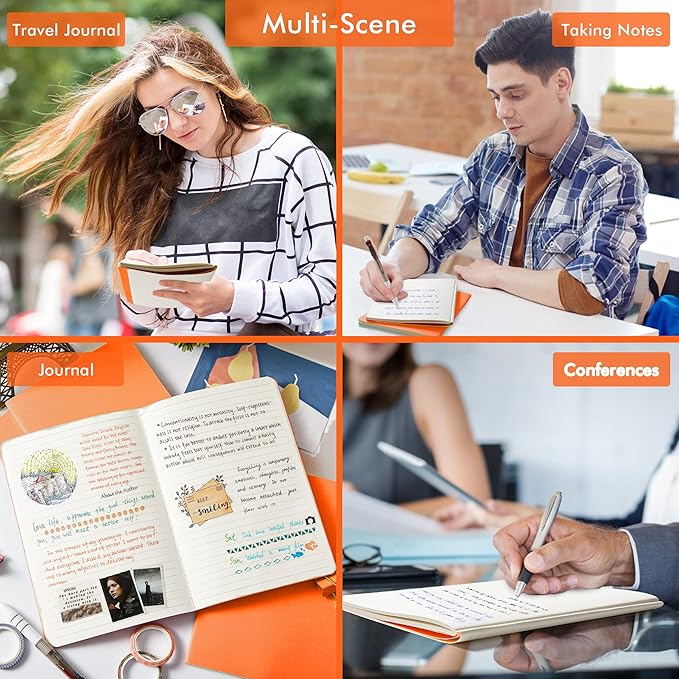 feela 16 Pack Soft Cover Journal Bulk, Lined Notebooks College Ruled for Work for Women Girl Writing, Blank Travel Journal Note Taking Notebook School Business Supplies, 8.2” x 5.5”, A5, Orange