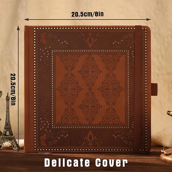 TIEFOSSI Dotted Journal Notebook, Dot Grid Notebook for Women Men, Hardcover PU Leather Journal, 160 GSM Thick Paper, 160 Numbered Pages with Gold Edges, 8 x 8 Square Diary