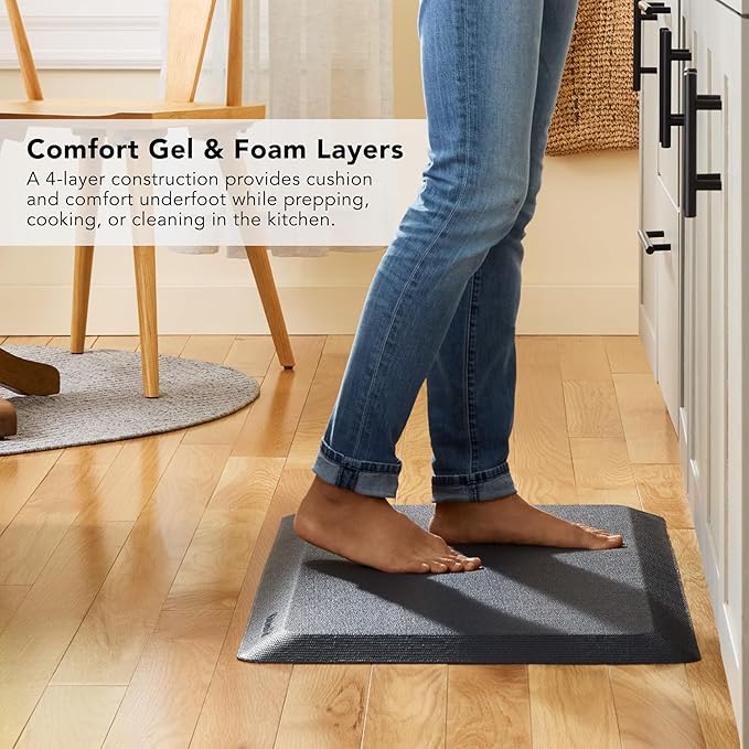 KitchenAid Gourmet Series Kitchen Comfort Gel Mat, Solid Basketweave, Ink Blue, 20"x39"