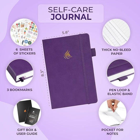 Clever Fox Self-Care Journal Premium – Daily Gratitude & Mental Health Notebook for Women – Reflection & Personal Development Journal (Purple)