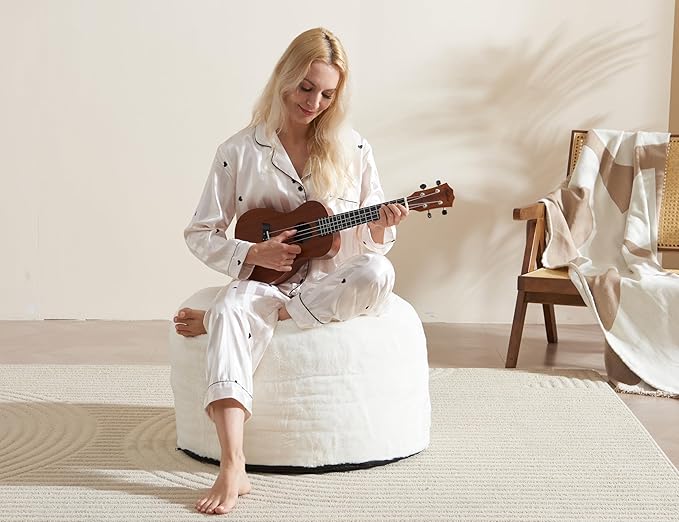 Round Pouf Ottoman Foot Rest Plush Ottoman Footstools for The Living Room Ottomans Stuffed Full of Foam Blocks 26 * 18" Large Foot Stool Dark Grey Footrests Hassocks and Ottomans Set