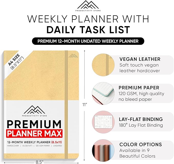 Undated, 2025 Planner, 8.5" x 11" - The #1 Productivity Planner to Achieve Your 2025 Goals - Planner 2025-2026 by PRODUCTIVITY STORE (A4, CREAM)