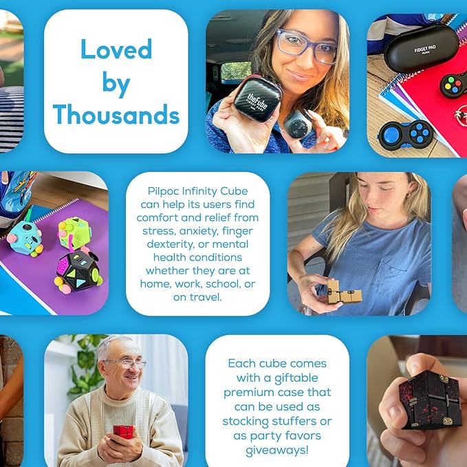 PILPOC theFube Infinity Cube Fidget Desk Toy - Aluminum Infinite Magic Cube with Case, Sturdy, Heavy, Relieve Stress and Anxiety, for ADD, ADHD, OCD (Green)