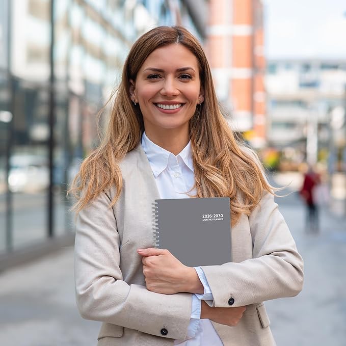 Monthly Planner 2026-2030, 5-Year Calendar Planner 2026-2030, Jan 2026 – Dec 2030, 6.2 x 8.4 In, Ruled Spread, Flexible Cover, Spiral Wirebound, Pocket, 60 Coated Monthly Tabs, Notes ＆ Habit Tracker