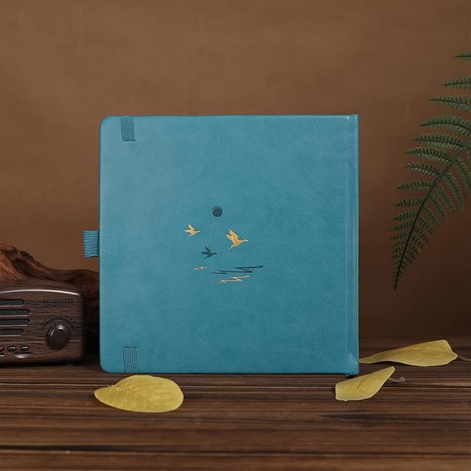 TIEFOSSI Dotted Journal Notebook, Dot Grid Notebook for Women Men, Hardcover PU Leather Journal, 160 GSM Thick Paper, 160 Numbered Pages with Gold Edges, 8 x 8 Square Diary