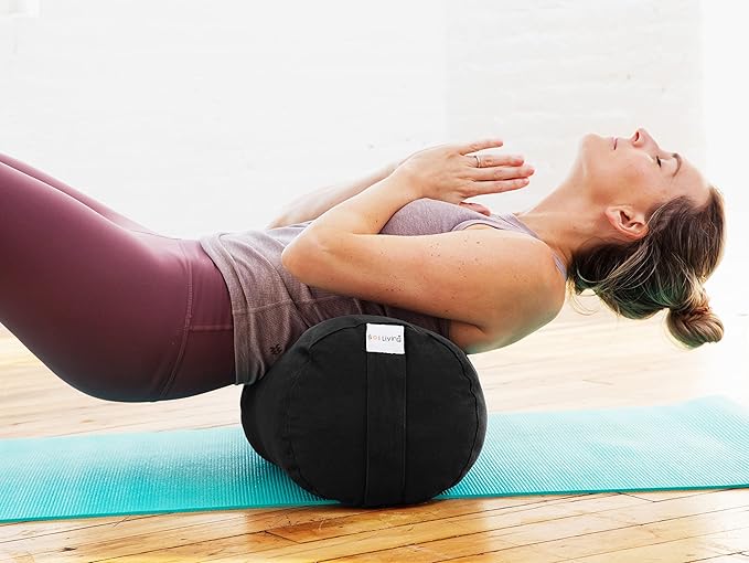 Sol Living Yoga Bolster Pillow for Restorative Meditation - 100% Cotton Cylindrical Cushion with Washable Cover for Balance Support in Asana Poses