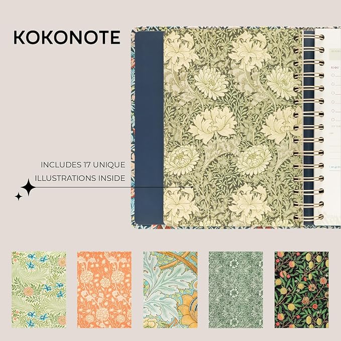 Planner 2025-2026 William Morris Wall Art - Planner for Women 17 Month(Aug 25/ Dec 26) | Weekly & Monthly Academic planner 2025-2026 | 6.4" x 7.9" | Hardcover Agenda 2025 | Thick paper 120 g/m²